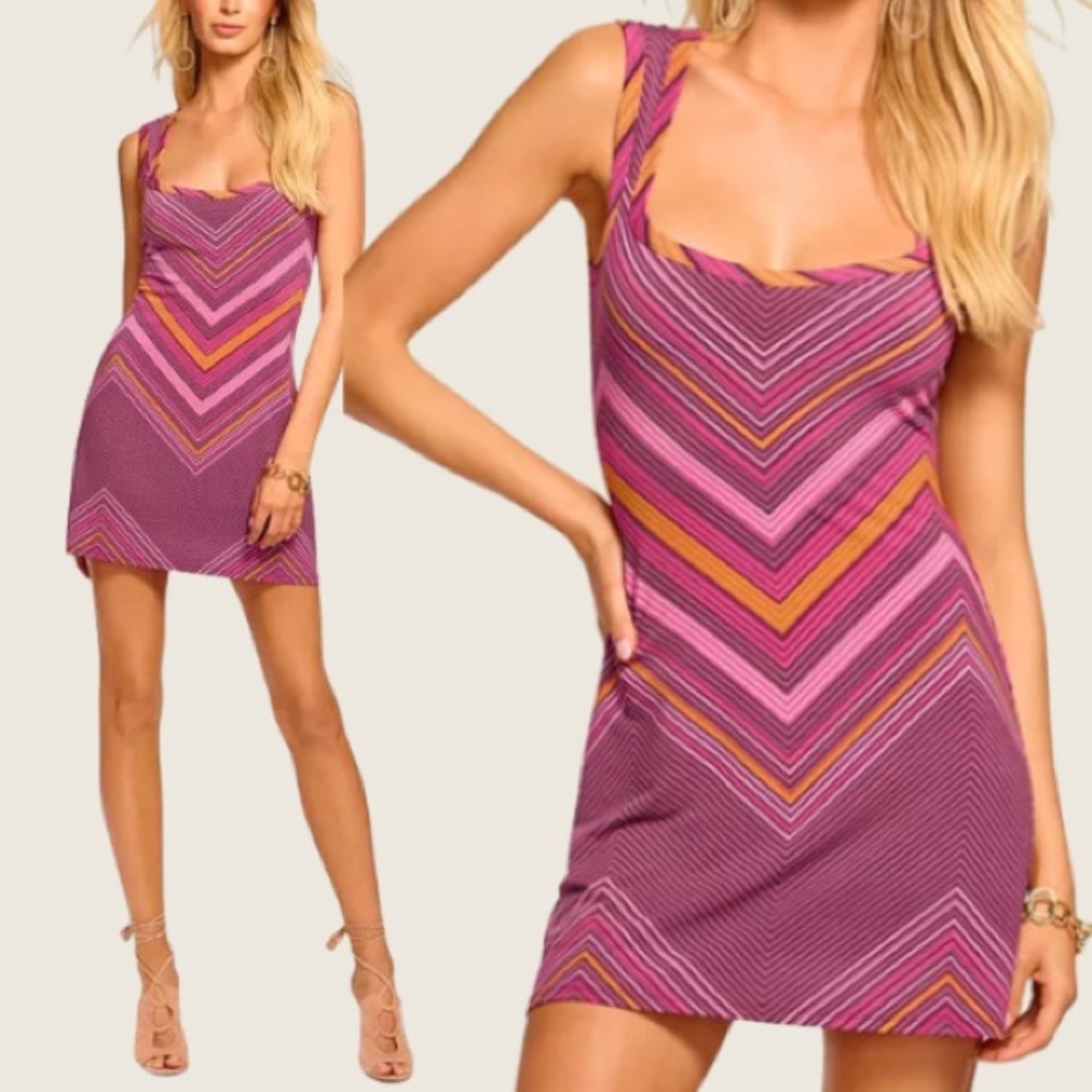 NWT Ramy Brook Women's Roberta Multi Chevron Print Mini Dress